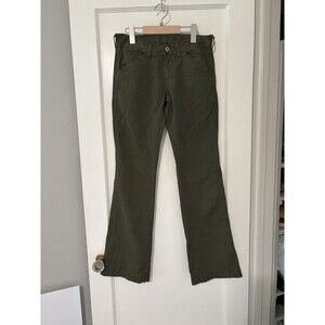 Diesel Y2K Low Rise Flare Linen Blend Pants Olive Green Bootcut Size 26